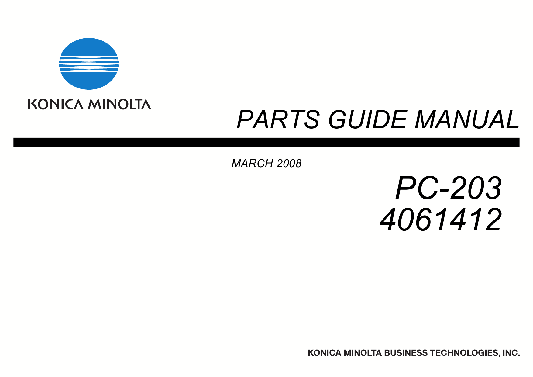 Konica-Minolta Options PC-203 4061412 Parts Manual-1